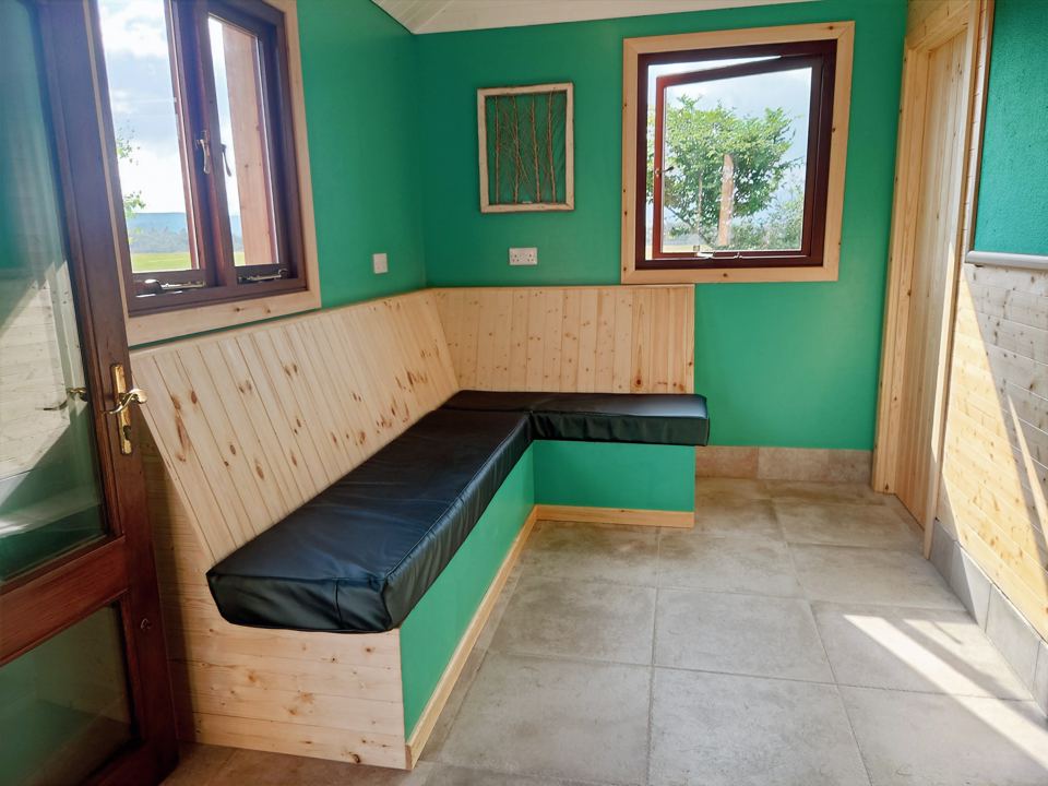 Interior with bench seat and window
