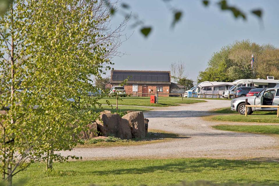 Hardstanding pitches and amenity block