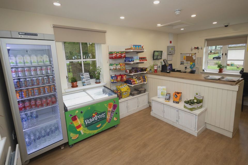 Reception shop with drinks fridge