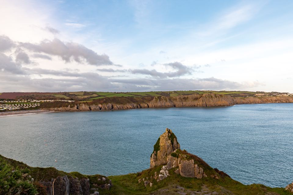 Cliffs and bay from above