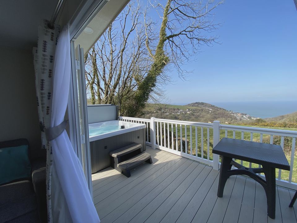 Hot tub on the decking with a view