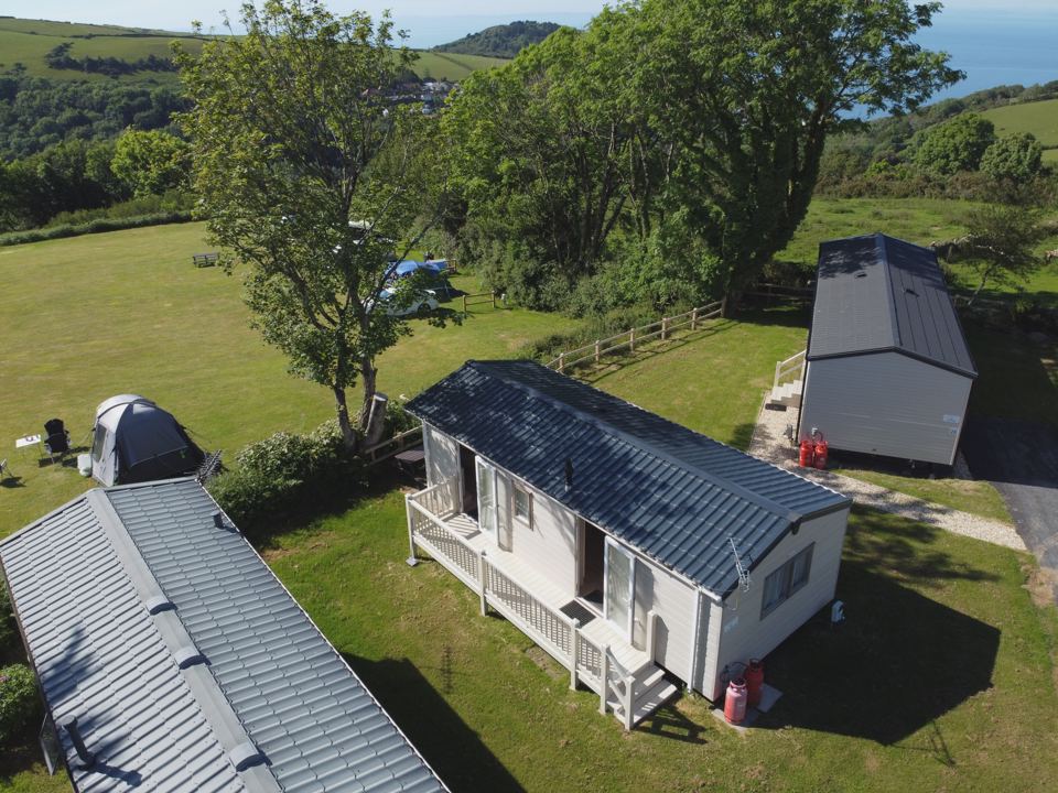 Aerial view of the caravans and lawn