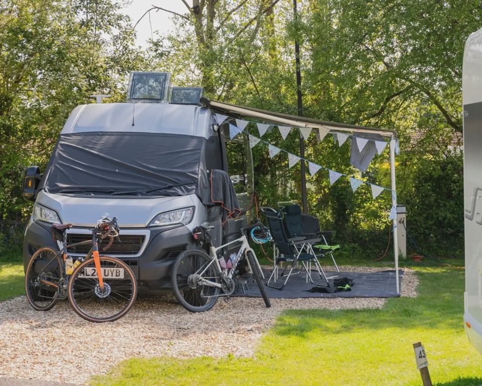 Campervan on gravel hardstanding