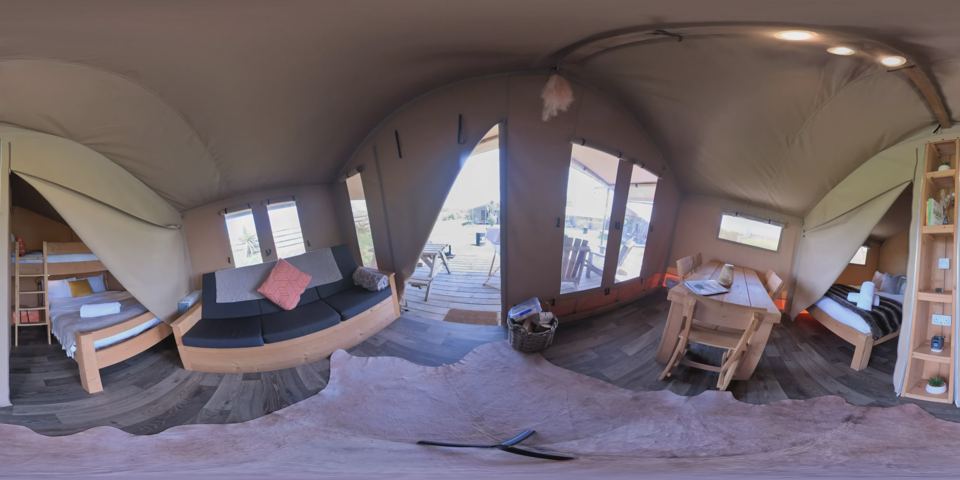 Lounge with sofa inside the cabin
