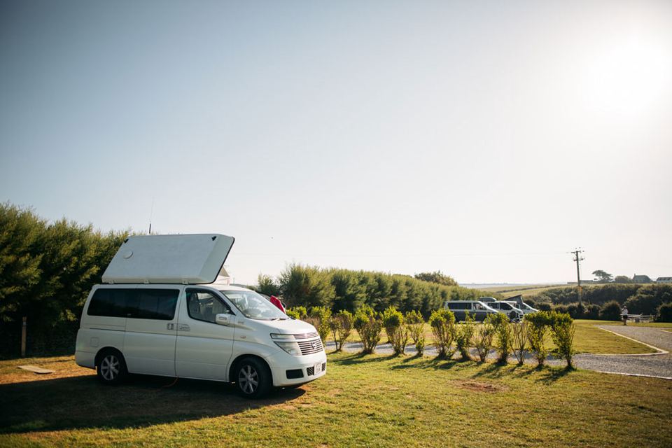 Campervan on the grass pitch