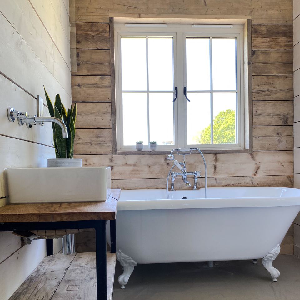Bathroom with freestanding bath