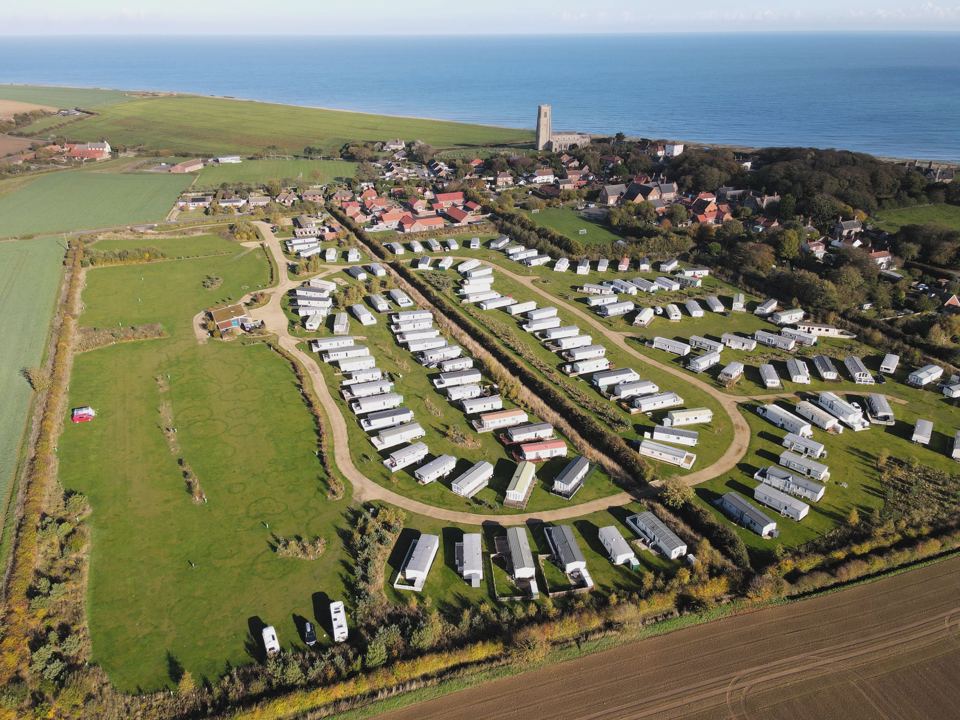 Aerial view towards the lighthouse