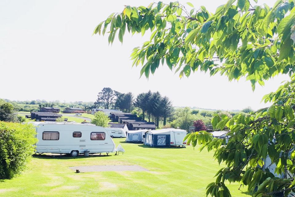 Touring caravans on the grass