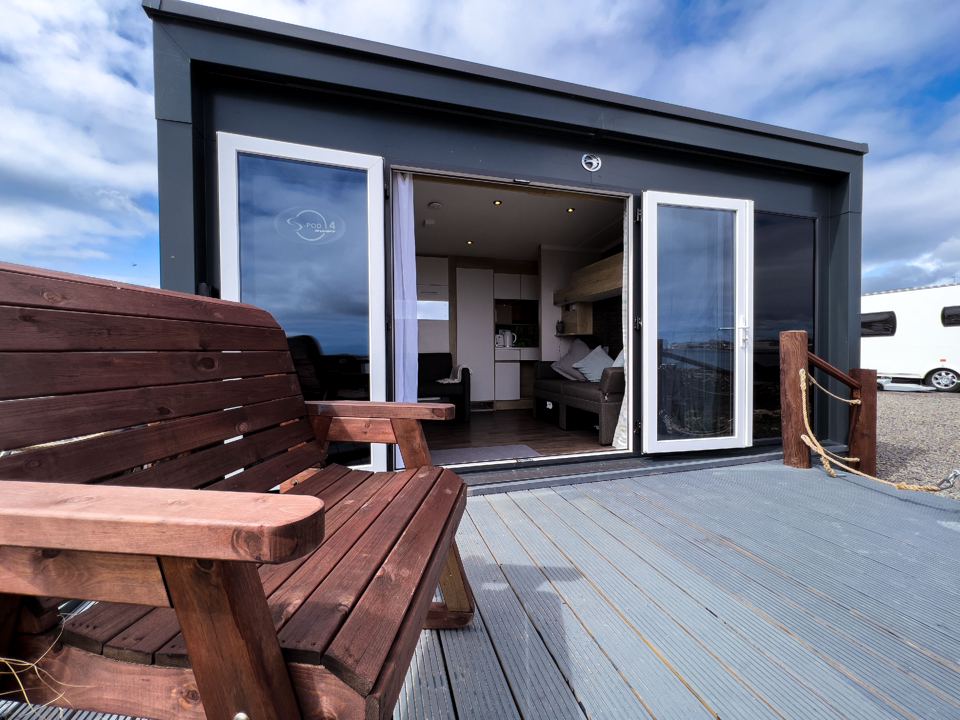 Beach hut with deck