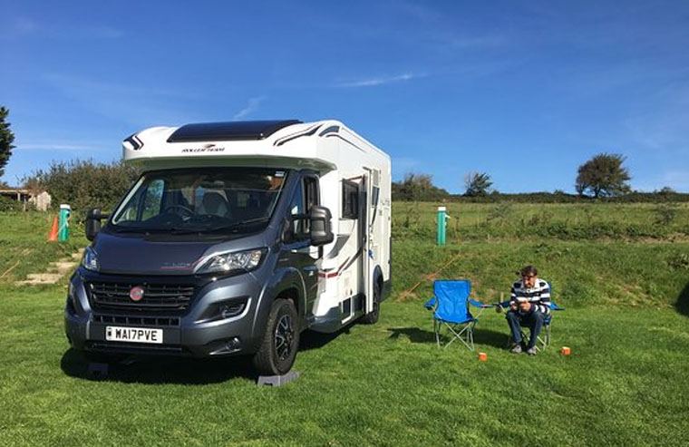 Motorhome on the grass pitch