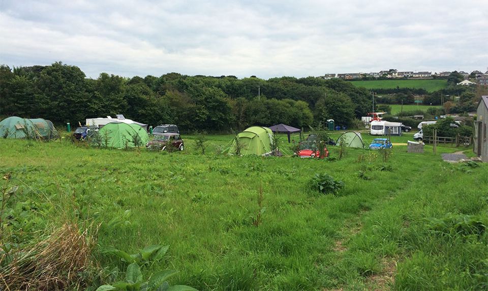 Tents in the grass field