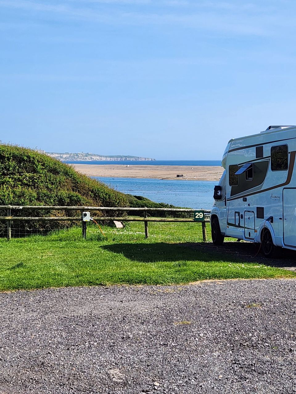 Hardstanding pitch by the sea