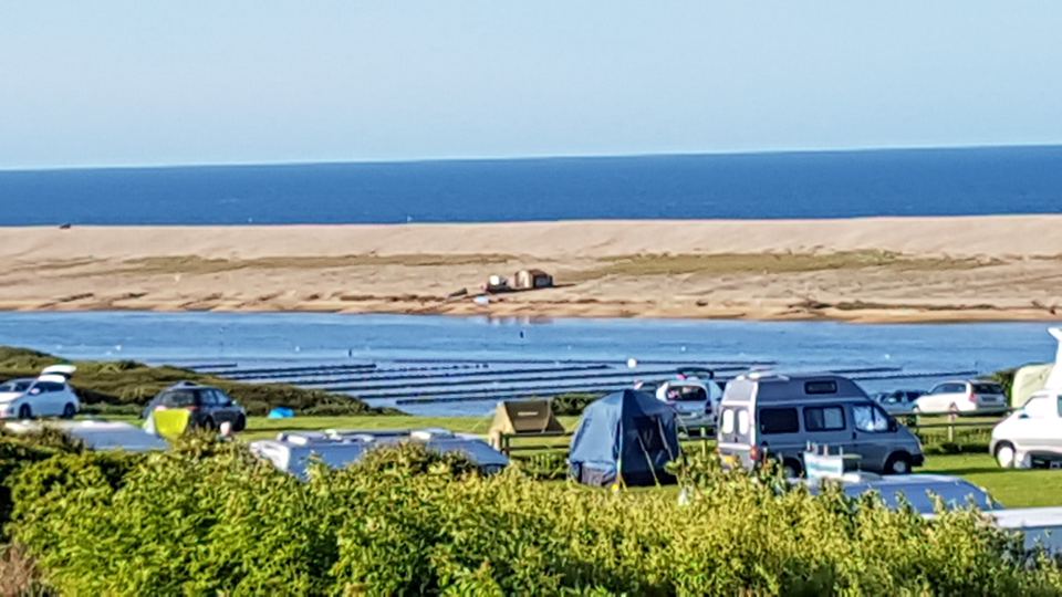 Camping field beside Chesil Beach