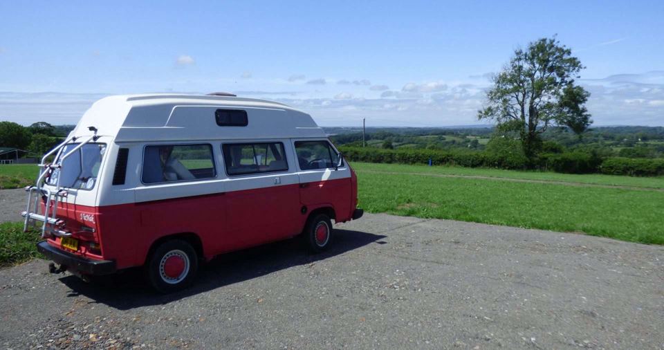 Campervan on gravel hardstanding