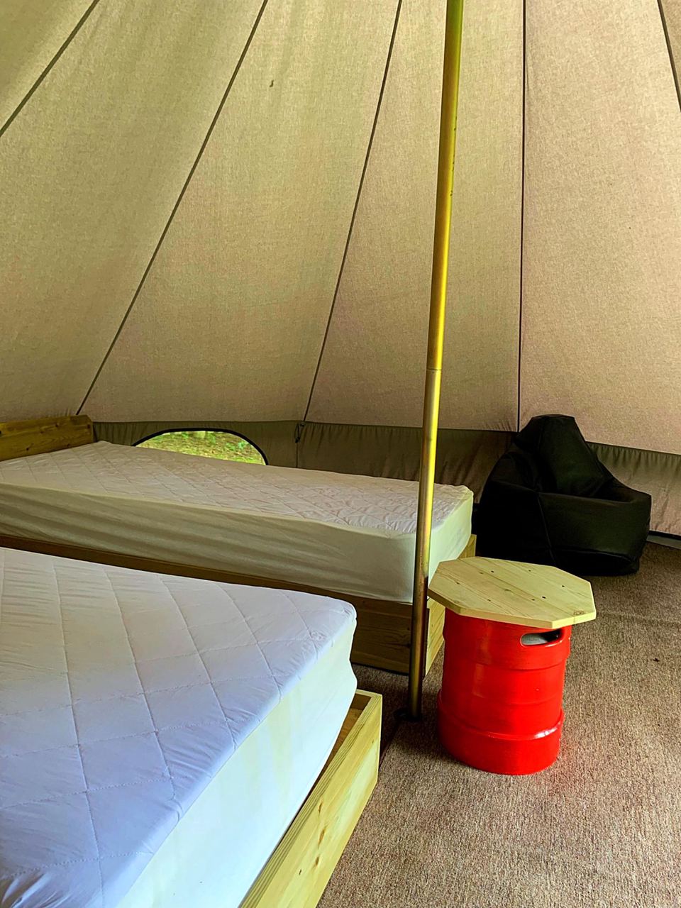 Beds inside a bell tent