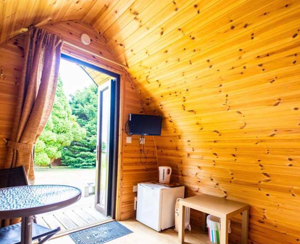 Inside a camping pod