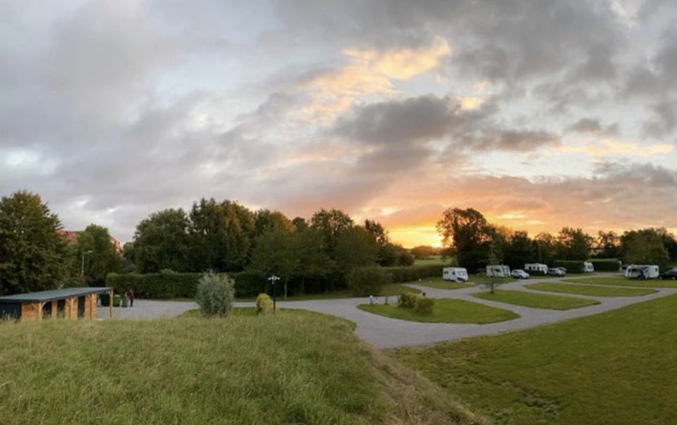 Touring pitches at sunset
