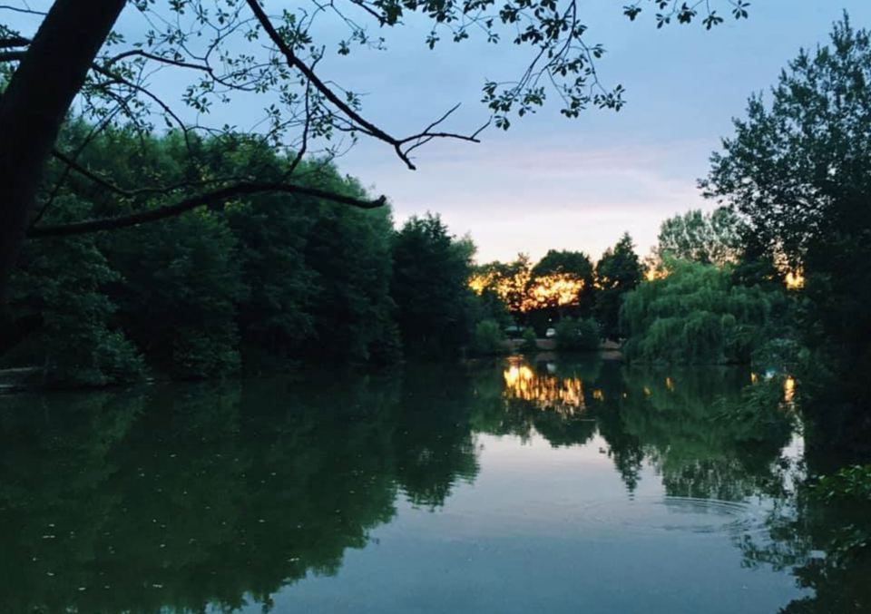 Fishing lake at dusk