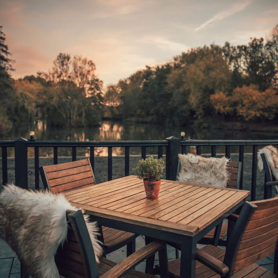 Lakeside deck by the cafe