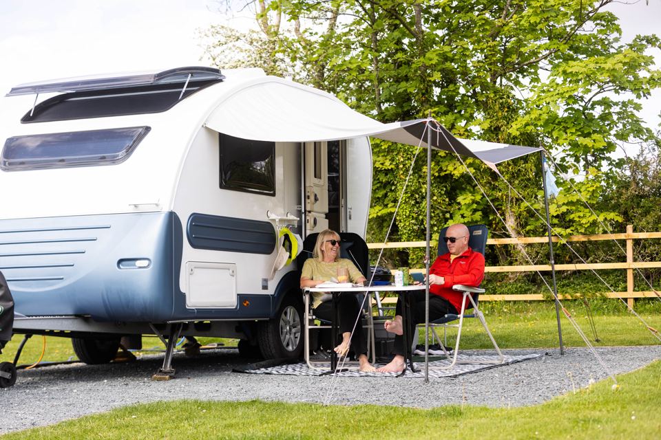 Caravan on gravel hardstanding