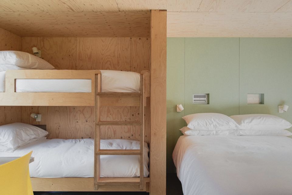 Bedroom with bunks and double bed