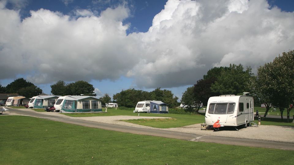 Caravan pitches on the grass