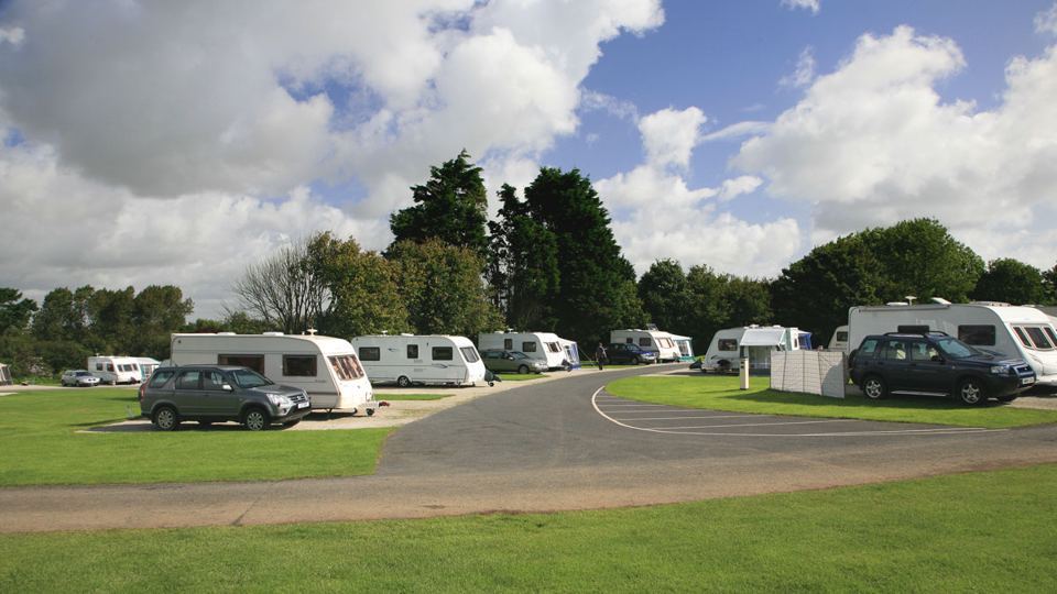 Caravans on the grass pitches
