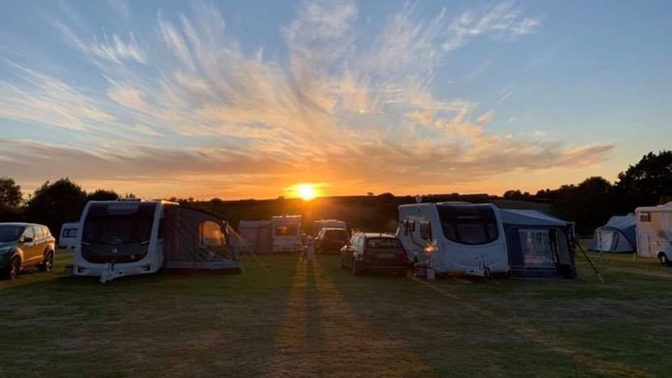 Caravans at sunset