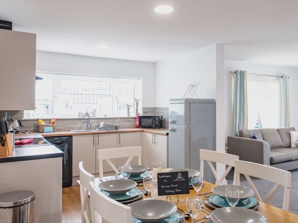 Caravan kitchen and dining area