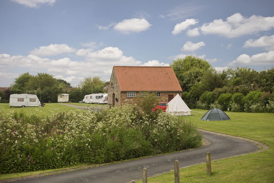 Tents and caravans on the field