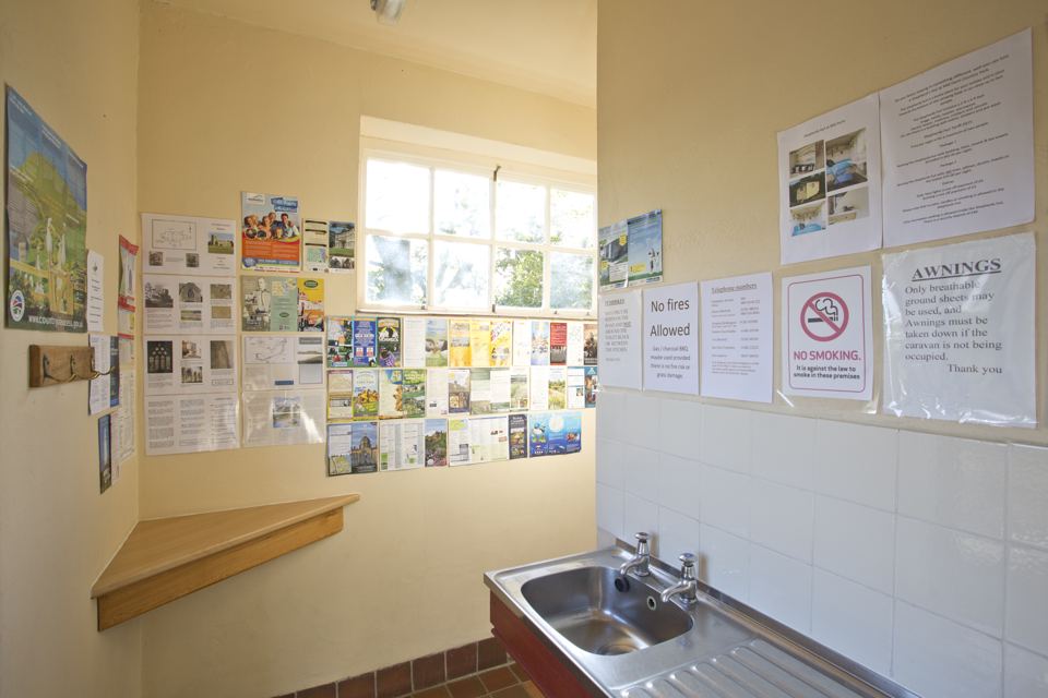 Wash-up sink and notices