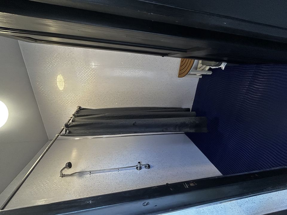 Inside the shower cubicle
