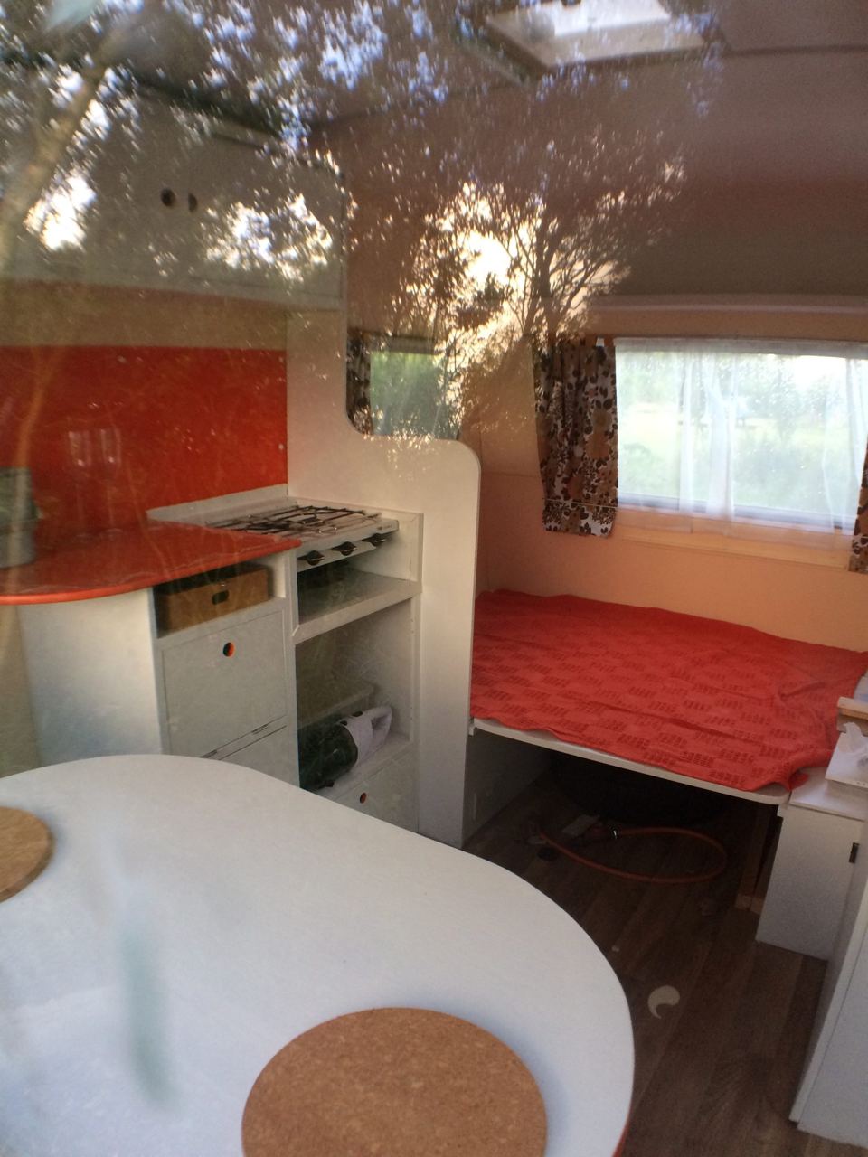 Inside a vintage caravan