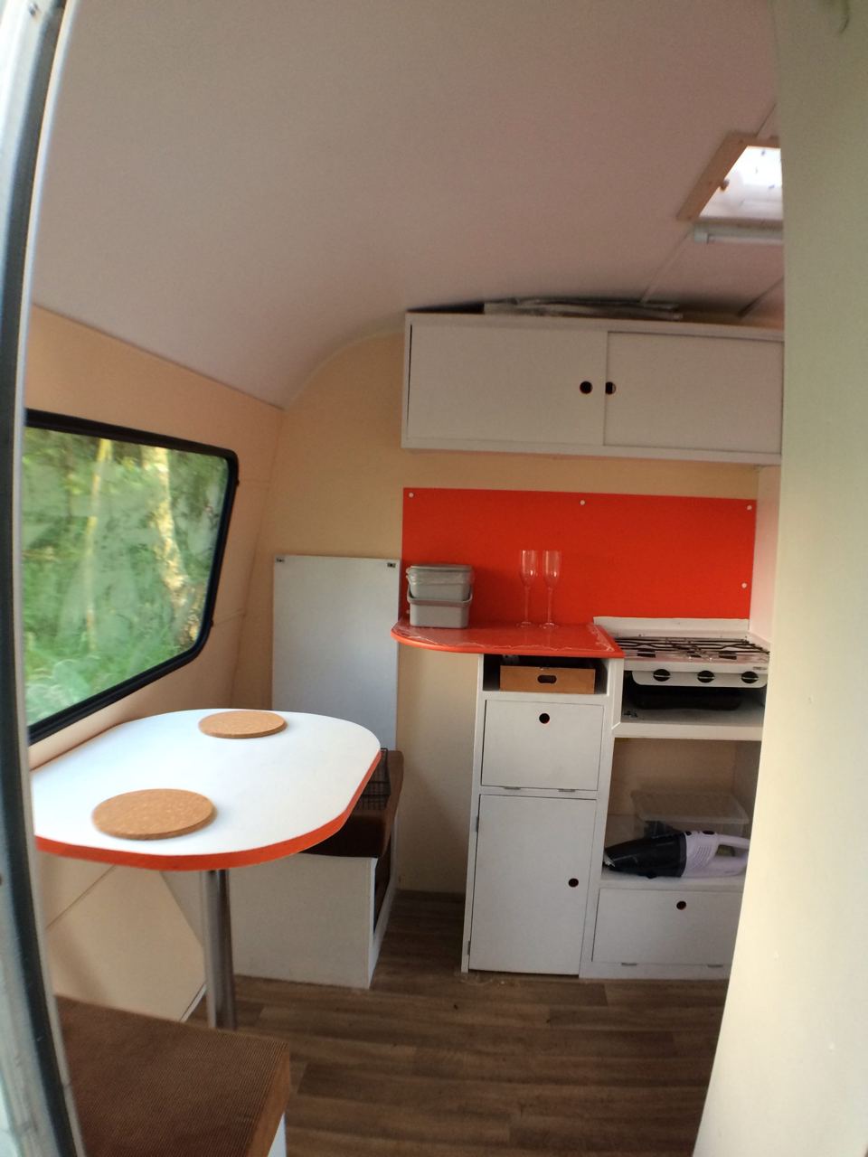 Caravan kitchen and dining table