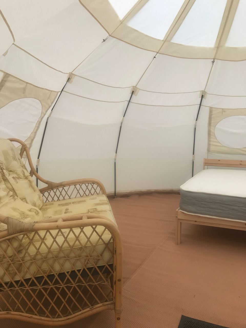 Inside a bell tent