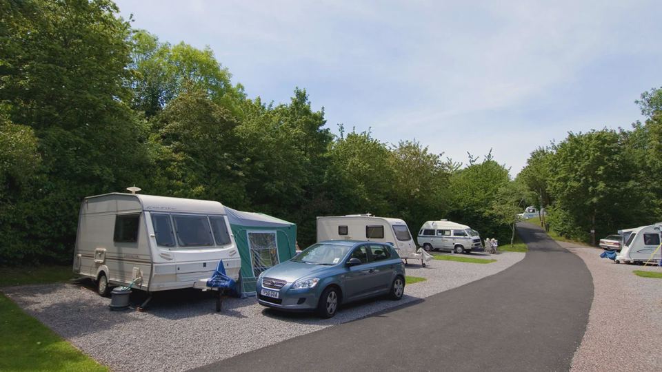 Caravan pitches under the trees