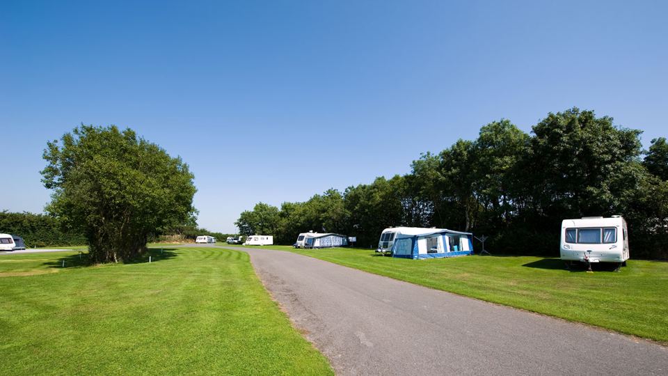 Caravans on the grass pitches