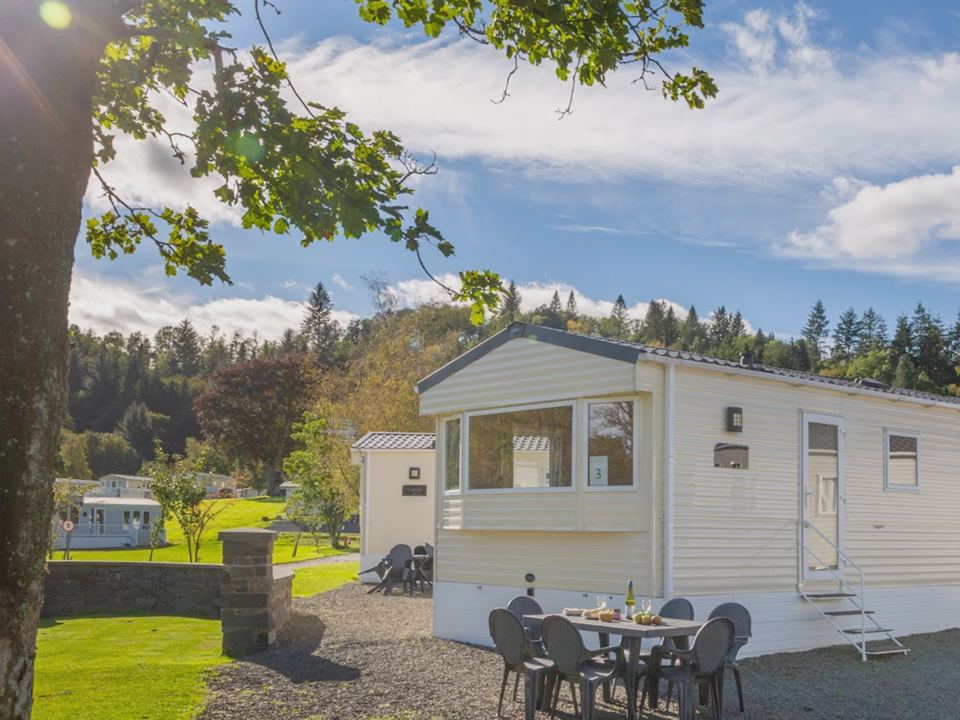 Caravan with patio table