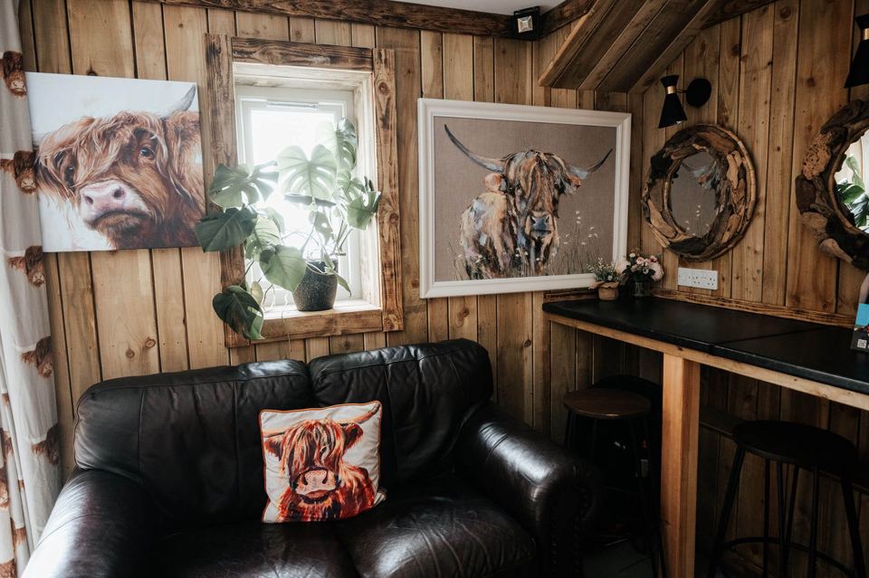 Farmhouse snug with leather sofa