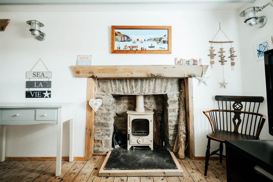 Sitting room with wood burner