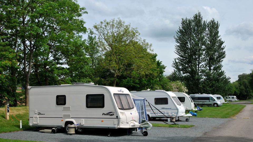 Touring caravans on hardstanding