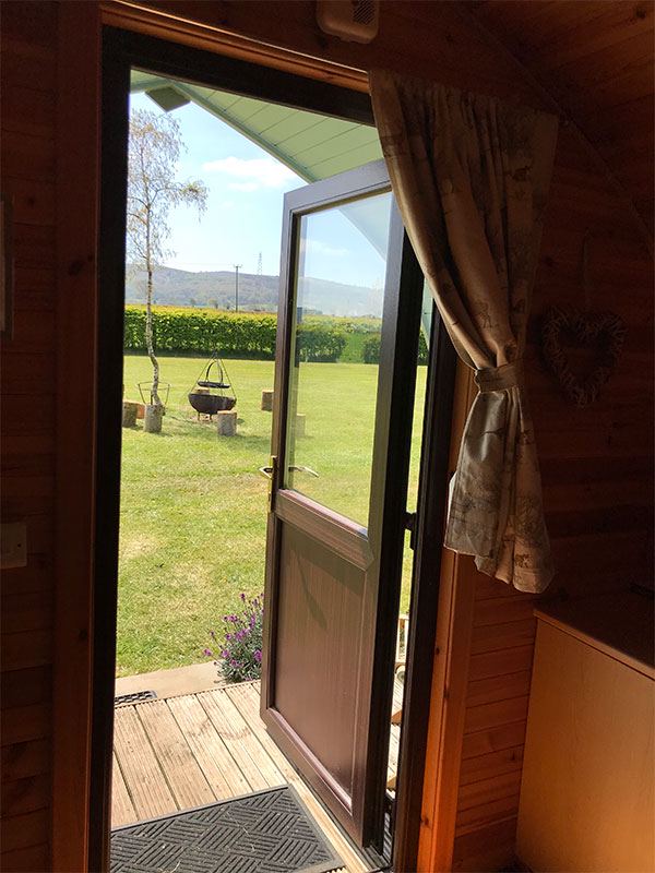 Pod door looking onto the field