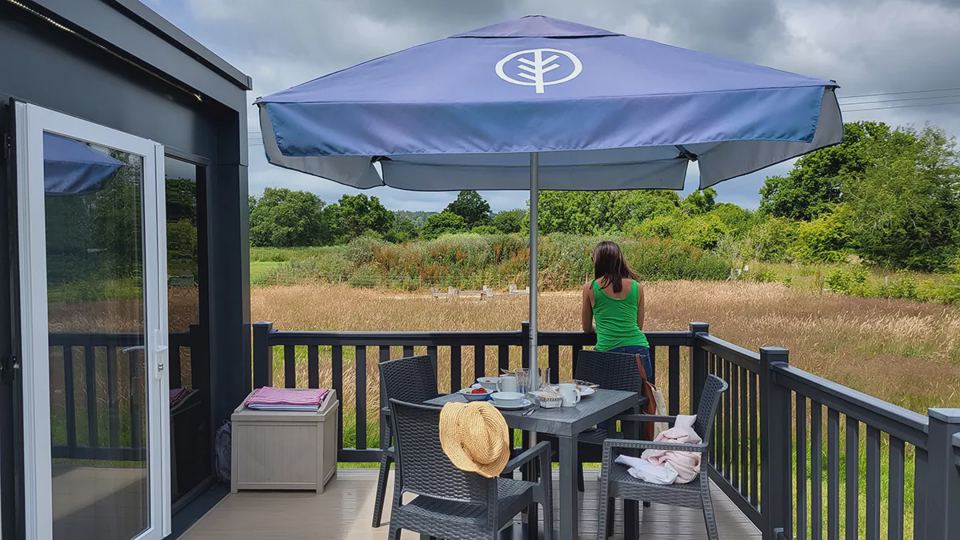 Pod deck overlooking the meadow