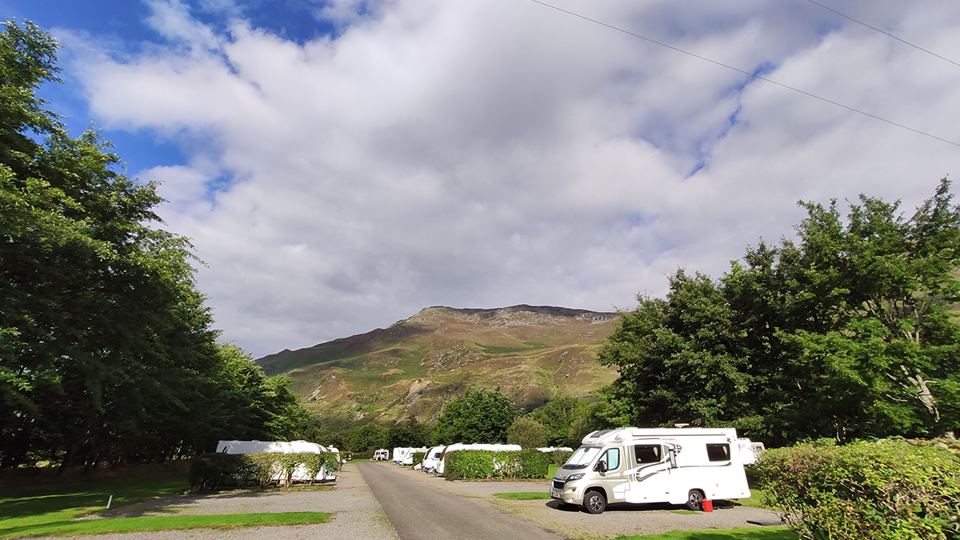 Motorhome on the site road