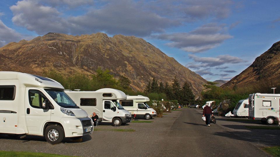 Motorhomes along the site road