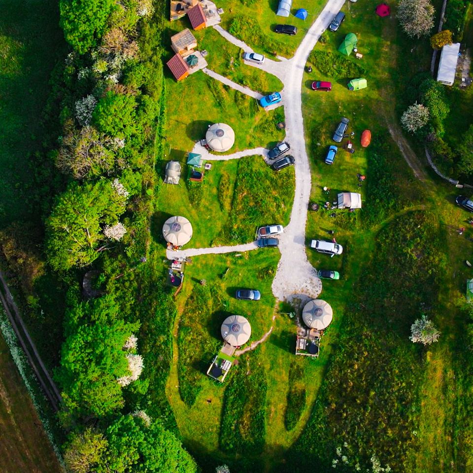 Yurts and pitches from above