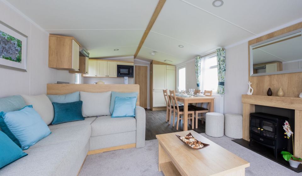 Caravan lounge and dining area