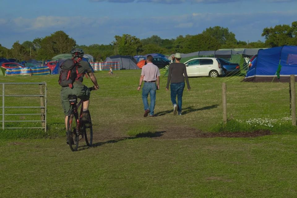 Walking across the camping field