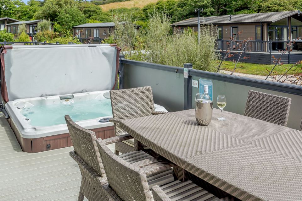 Private hot tub and dining table
