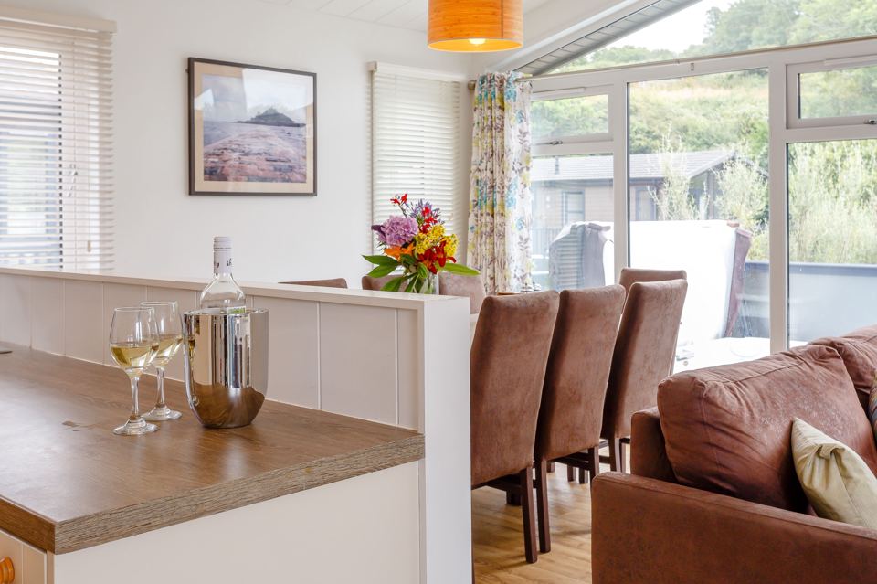 Dining area inside a lodge